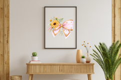 Gold Accent Boho Sunflower Coquette Bow Clipart Product Image 8