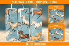 Horse Seemless Tumbler Wrap Designs, Sublimation Wrap Product Image 1