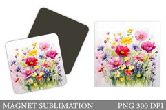 Flowers Magnet Sublimation. Wildflowers Magnet Design Product Image 1