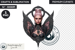 Pastel Goth Fairy Clipart, Black Pink PNG fantasy clipart Product Image 1