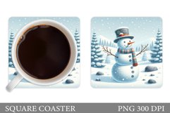 Cute Snowman Coaster Design. Christmas Coaster Sublimation Product Image 1