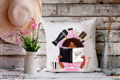 Beautiful Hair Stylist PNG Black Woman Reading Book Design Product Image 9