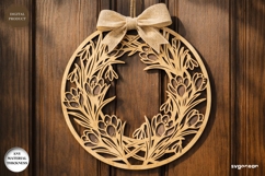 Floral Wreath Door Sign Laser Cut | Door Hanger | SVG Product Image 1