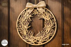 Floral Wreath Door Sign Laser Cut | Door Hanger | SVG Product Image 1