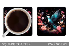 Bird Coaster Design. Bird Flowers Square Coaster Product Image 1