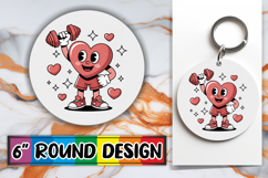 Blissful Round Keychains Sublimation PNG, Valenines Heart Product Image 1