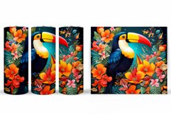 Toucan Tumbler Sublimation. Toucan Flowers Tumbler Design Product Image 2