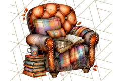 Autumn Library Clipart PNG, Cozy Fall Book Art Product Image 5