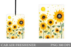 Sunflowers Car Air Freshener. Car Air Freshener Sublimation Product Image 1