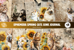 Ephemera Spring Cats Junk Journal Png Product Image 1