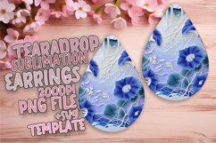 Floral 3D Hole Teardrop Earrings Sublimation Design Product Image 1
