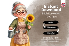 Whimsical Boho Grandma Clipart Bundle Floral Elderly Woman Product Image 9