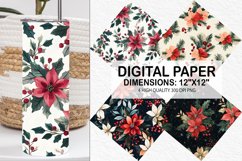 Christmas Floral Seamless Digital Paper-Christmas Background Product Image 1