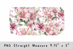 Lily Flower glass can wrap, Watercolor flowers sublimation Product Image 2