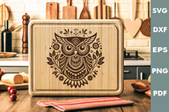 Vintage Owl Design, Cutting board laser SVG, Cricut Product Image 1