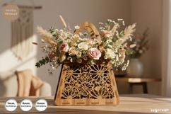 3D Flower Basket Laser Cut Bundle | Flower Box | Glowrforge Product Image 9