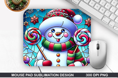 Snowman Mouse Pad Sublimation, Christmas Mouse Pad PNG Product Image 1