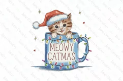 Meowy Catmas Christmas Cat Quotes Sublimation PNG Product Image 1