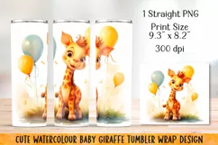 Watercolor Giraffe Tumbler Wrap|PNG Sublimation. Product Image 5