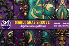 Mardi Gras Shrove Digital Paper PNG Product Image 1