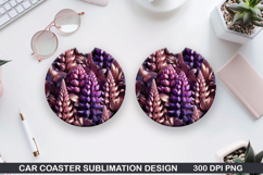 Flowers Car Coaster Sublimation| Flowers Coaster PNG Design Product Image 1