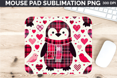 Watercolor Penguin Mouse Pad Sublimation - Valentines PNG Product Image 1