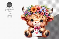 Cute Animals Clipart, Highland calf clipart Product Image 1
