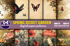 Spring Secret Garden Digital Paper PNG Product Image 1