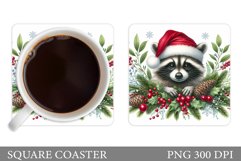 Christmas Raccoon Coaster. Christmas Coaster Sublimation Product Image 1