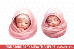 Pink Stork Baby Shower Clipart Sublimation Product Image 10