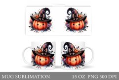 Cute Pumpkin Mug Sublimation. Cute Halloween Mug Wrap Design Product Image 1