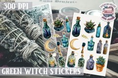 Witch sticker Sheet Green Magic Moon Bottle Wicca Halloween Product Image 1