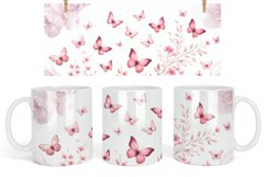 Pink Butterflies mug design, Watercolor Floral Coffee Mug Product Image 1