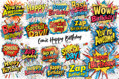 Happy Birthday Pop Art Clipart - Set of 28 Png Bundle Product Image 1