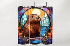 Beaver Stained Glass Square Coaster - 04 Variations Product Image 2