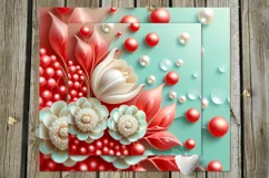 3D papercut red & white Flowers | 8 Skinny tumbler designs Product Image 9