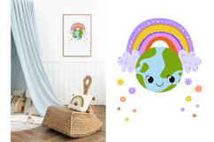 Cute Earth Day Clipart Set: Kawaii Planet Earth Characters w Product Image 9
