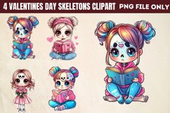 Valentines day skeletons Clipart PNG Product Image 1