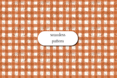 Pumpkin Gingham Seamless Pattern, Rustic Fall Harvest Print Product Image 1
