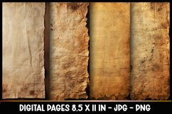 4 Vintage Brown Digital Papers I Junk Journal 8.5x11 Product Image 1