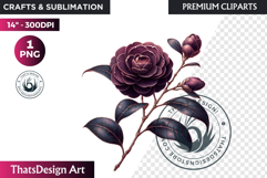 Moody Rose Gold &amp; Mauve Flowers PNG, Dark Romance Clipart Product Image 1