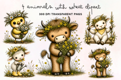 Farm Animals With Wheat Clipart PNG Product Image 1