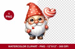 valentine png watercolor clipart - gnome Product Image 1