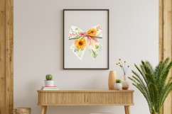 Watercolor Boho Sunflower Coquette Bow Clipart Product Image 8