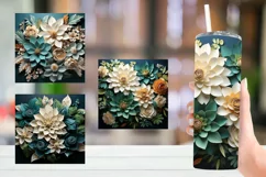 Christmas Flowers Tumbler Wrap Sublimation Designs Product Image 1
