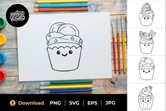 Sweet Kawaii Cupcake Line Art Set Product Image 2