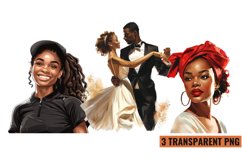 Watercolor Black Women Clipart, PNG Product Image 1