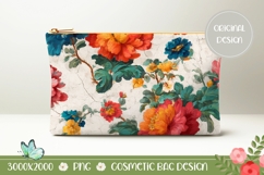 Art Cosmetic Bag Print, Flowers Cosmetic Bag Design Product Image 1