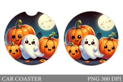 Cute Ghost Car Coaster. Cute Halloween Car Coaster Product Image 1