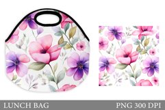 Flowers Lunch Bag Sublimation. Flowers Lunch Bag Design Product Image 1